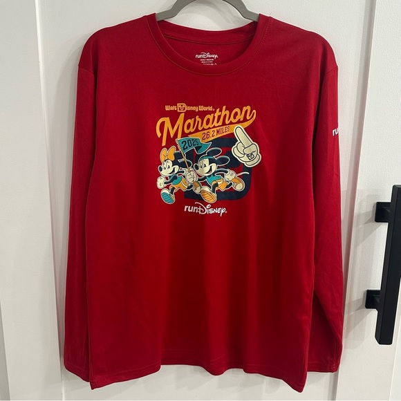 Disney Other - runDisney 2025 Walt Disney World Marathon Red Long Sleeve Performance Shirt L